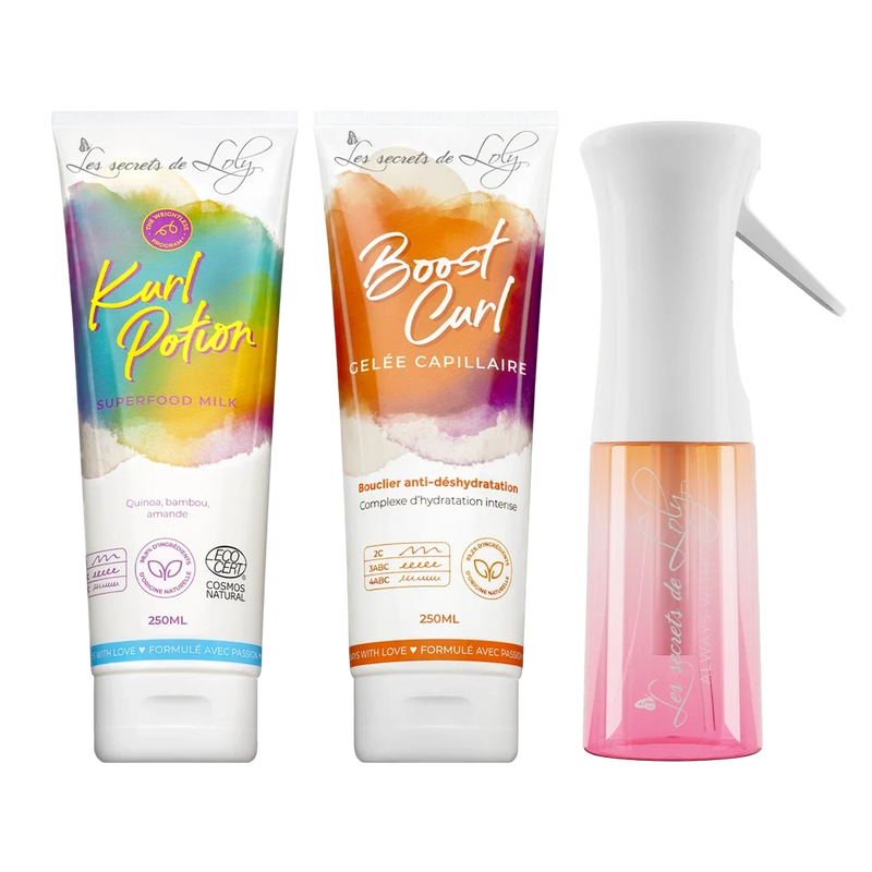 Starter Pack Cheveux Ondulés - Crème sans rinçage, gelée coiffante & vaporisateur